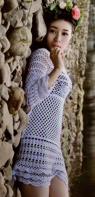 Вязание кружевного платья