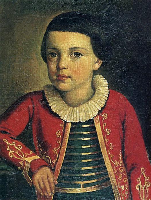 Лермонтов в детстве. 1820-1822. Неизвестный художник.