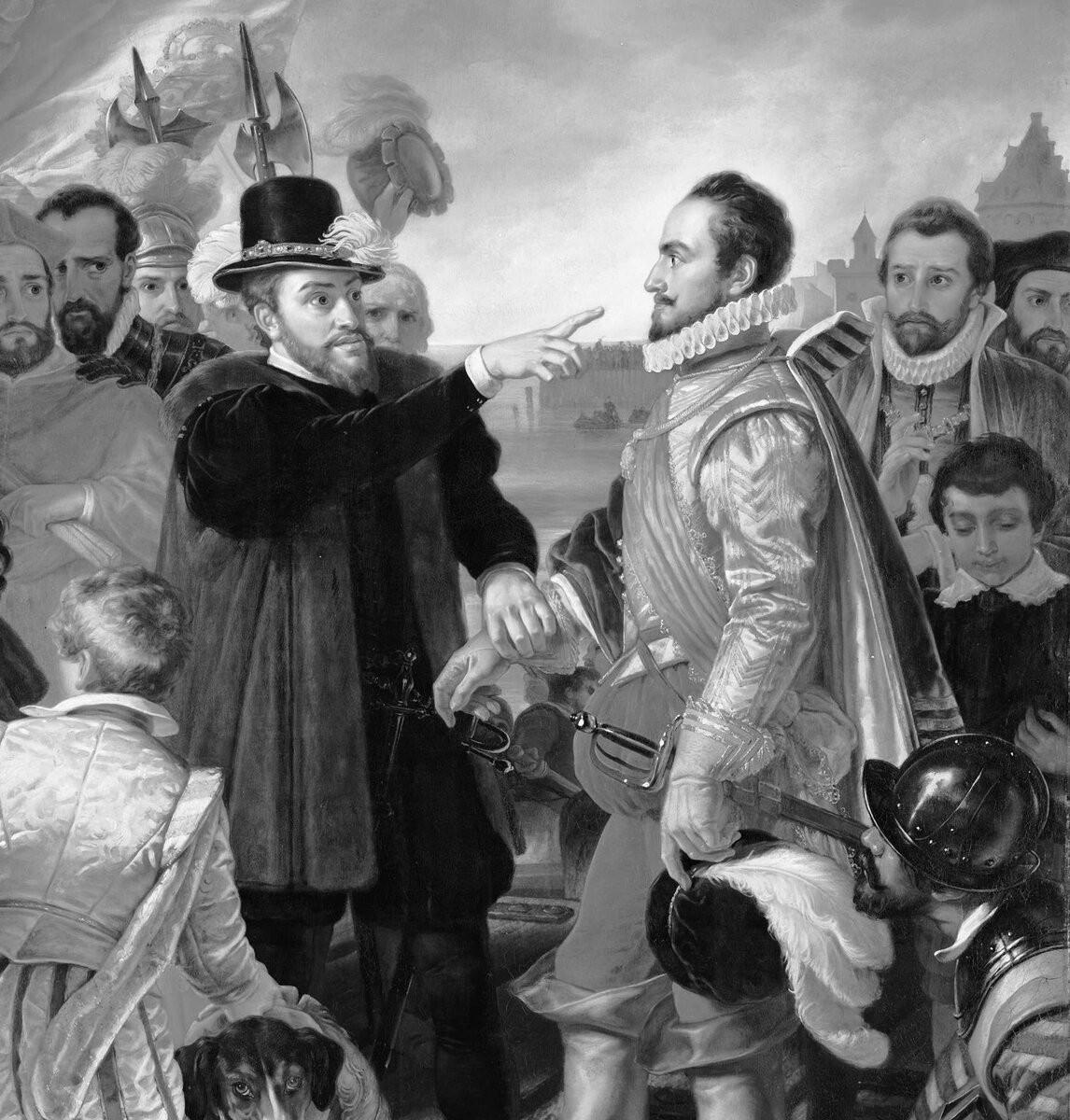 Филипп II обвиняет принца Вильгельма Оранского в том, что он настраивает знать против испанской короны. Художник:  Cornelis Kruseman