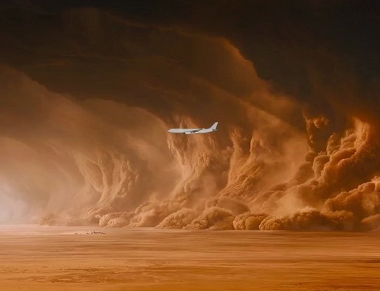 Пассажирский самолет уходит от песчаной бури в Кувейте буря, видео, самолет