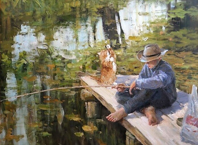 «Спящий рыбак», 2014, холст, масло