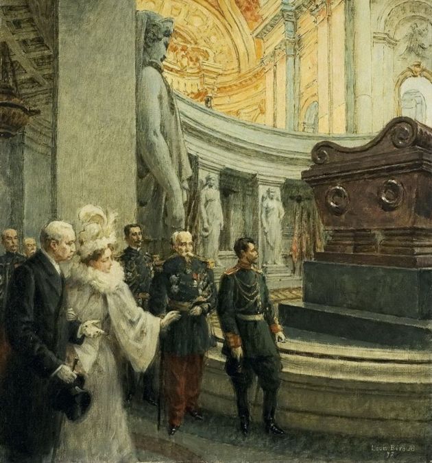 Николай II у гробницы Наполеона в соборе Дома инвалидов. худ. Луи Беру. 1897 г.
