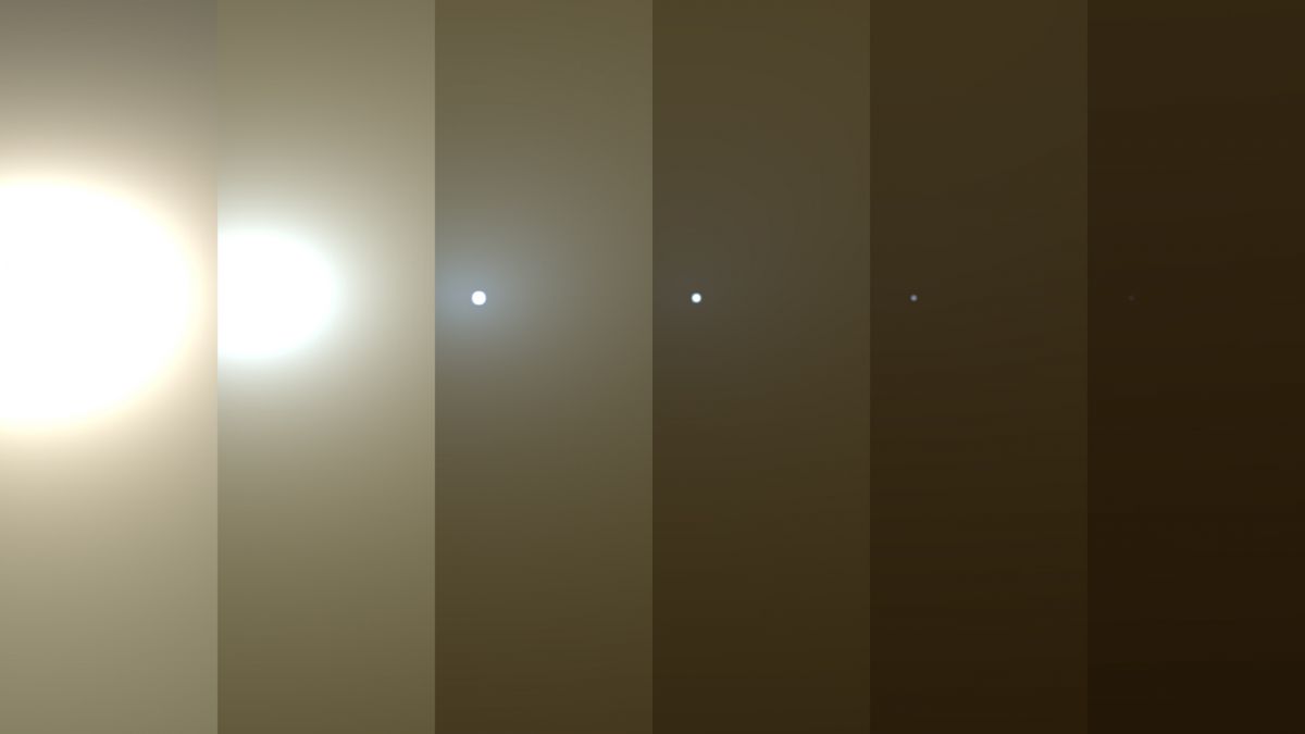 Небо Марса с камеры <em>Opportunity </em>во время начала пыльной бури / NASA