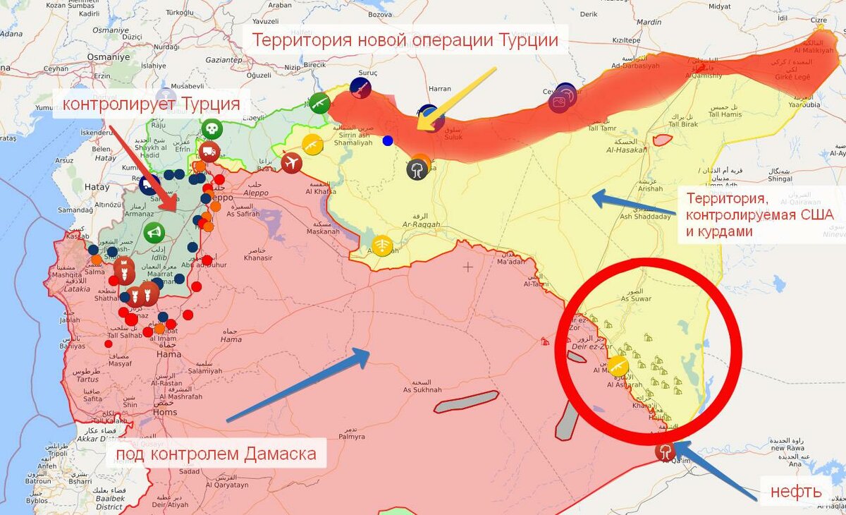 Карта турции и сирии