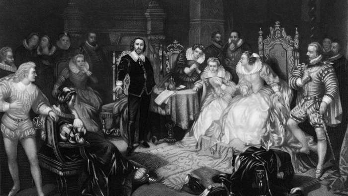 Шекспир декламирует произведение перед двором Елизаветы I. \ Фото: rep.repubblica.it.