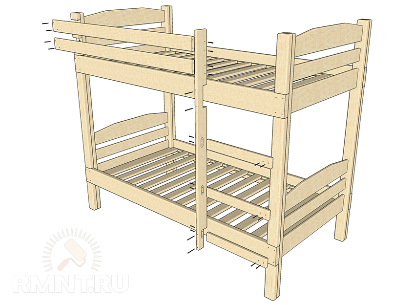 Схема сборки двухъярусной кровати маугли