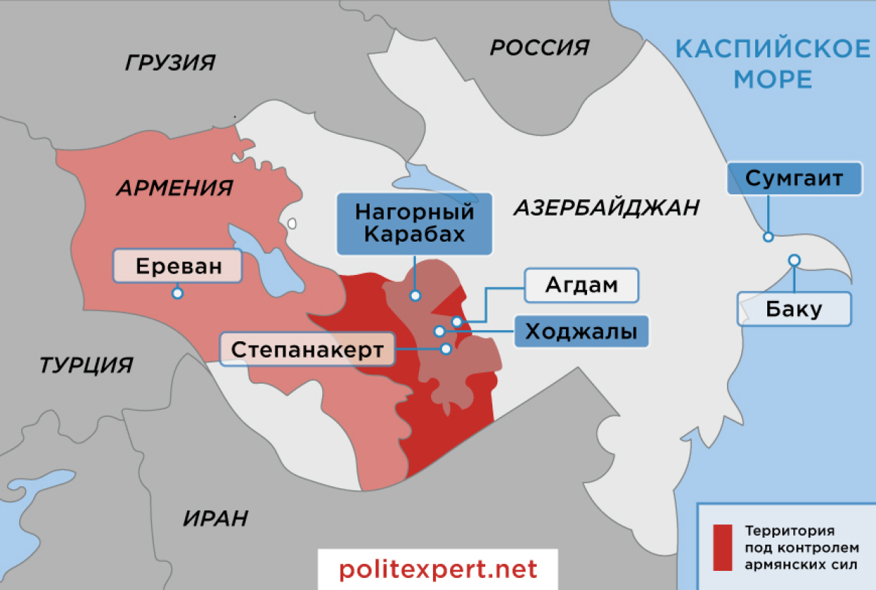 Карта конфликта нагорного карабаха