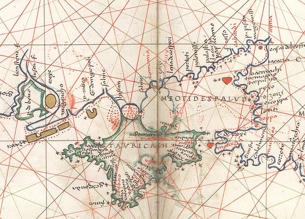 Так аккуратно и красиво оформляли карты Крымского полуострова в 1550 году.