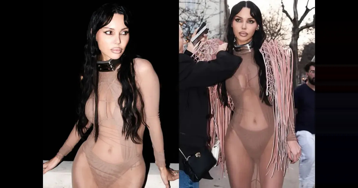 Оксана Самойлова выгуляла "голое" платье на Неделе моды в Париже