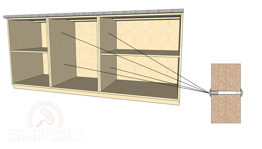 как стягивать шкафы на кухне