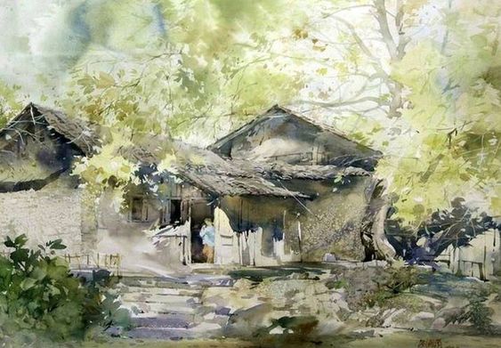 Художник Liu Feng Lan акварель