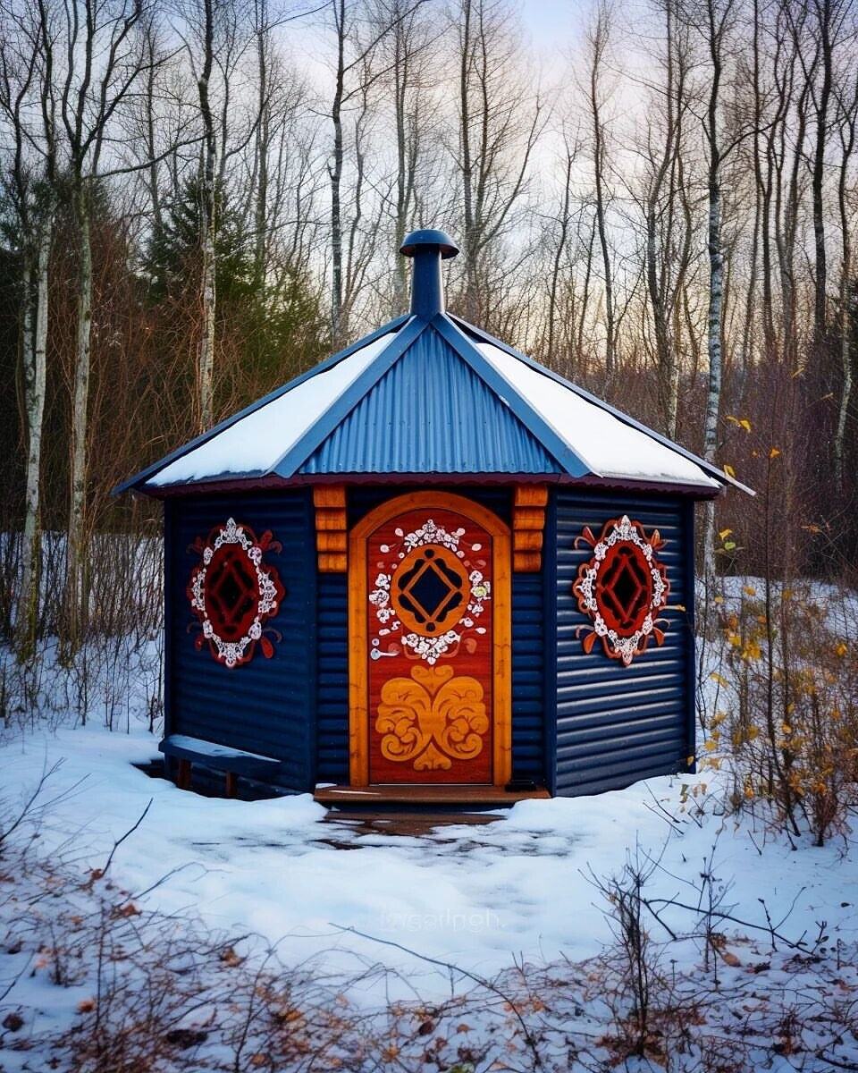 Невероятной красоты расписной терем для Деда Мороза по версии Midjourney декор,для дома и дачи,интерьер
