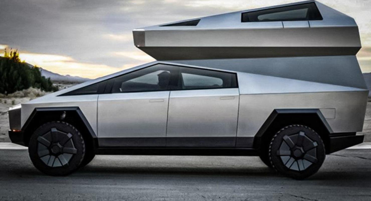 Для пикапа Tesla Cybertruck разработали складной кемпер, который помещается в кузове