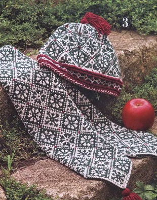 Шапка и шарф с орнаментом спицами