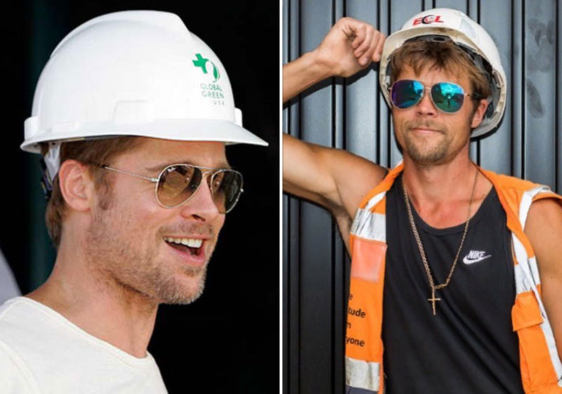 Британский строитель поразительно похож на Брэда Питта