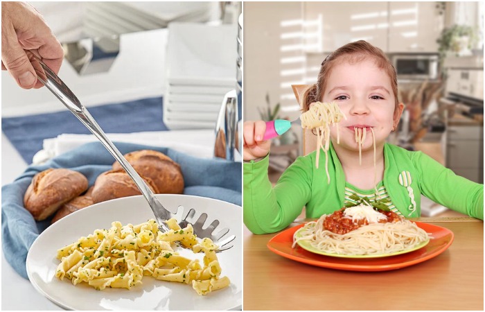 Варианты вилки для спагетти. /Фото: webstaurantstore.com, amazon.co.uk