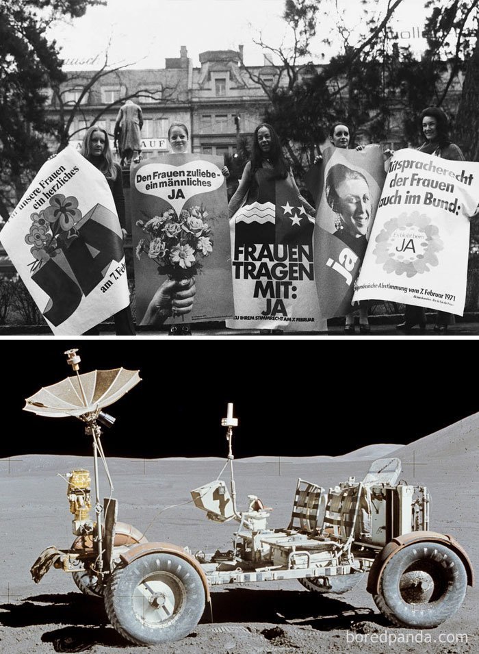 10. Женщины в Швейцарии получили право голосовать в тот же год, когда США испытали лунный вездеход (экспедиция "Аполлон-15", 1971 г.) интересное, исторические факты, история, познавательно, сша, факты, факты в картинках