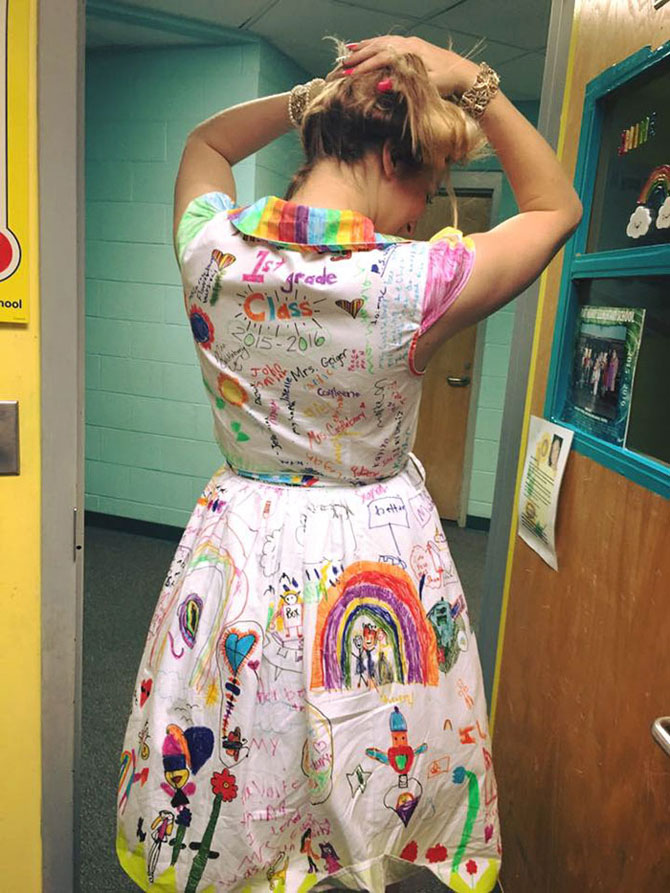 «Драгоценные Пикассо» или Как детишки разрисовали платье учительницы