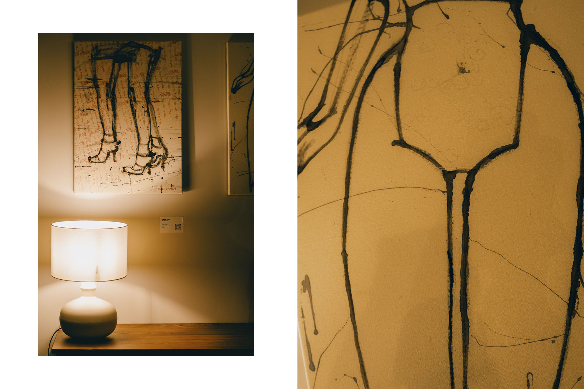 Работы Ксении Гранж, слева: thin fabrics, 2025 год / справа: sad movies, 2025 год