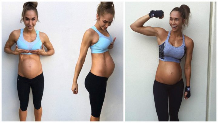 беременная фитнес модель на 8 месяце 