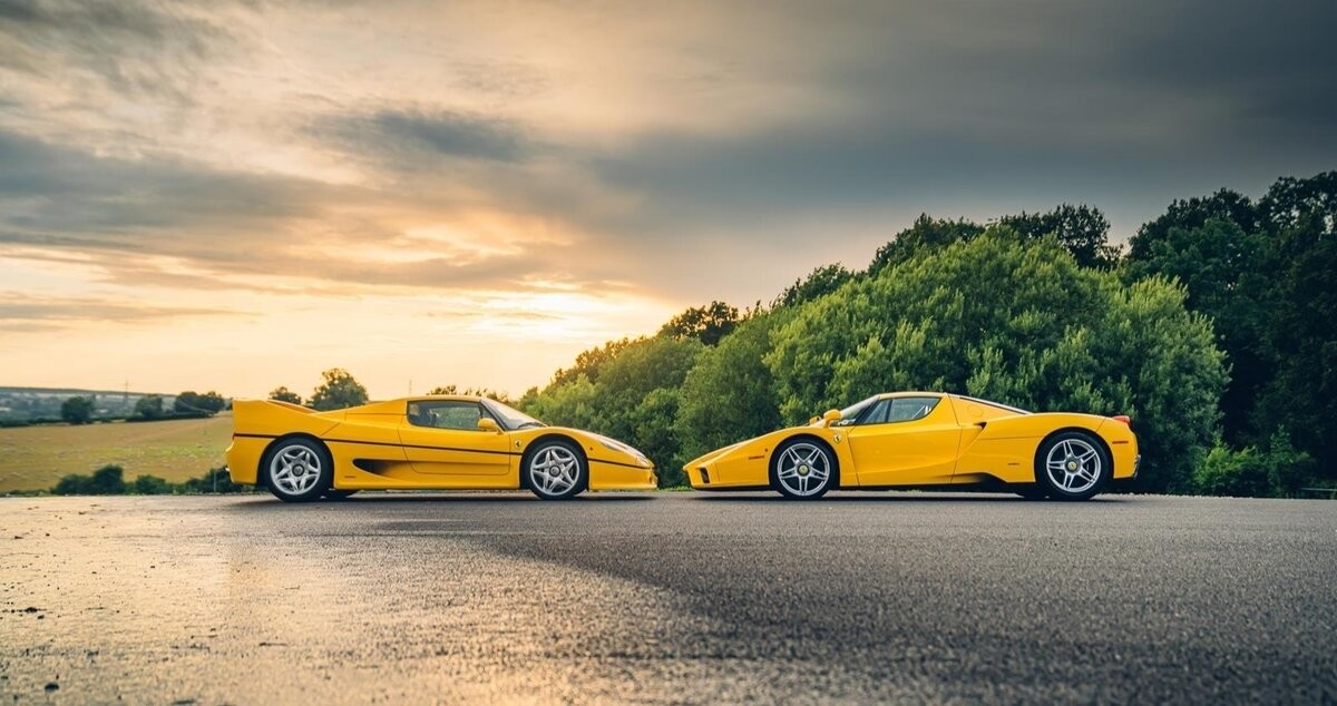 Ferrari Enzo и F50 в цвете Giallo Modena продаются в Великобритании