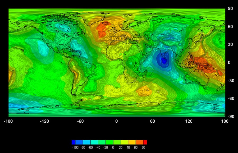 10 гравитационная карта Земли
