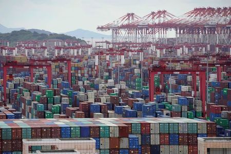 Containers are seen at the Yangshan Deep-Water Port in Shanghai, China October 19, 2020. REUTERS/Aly Song