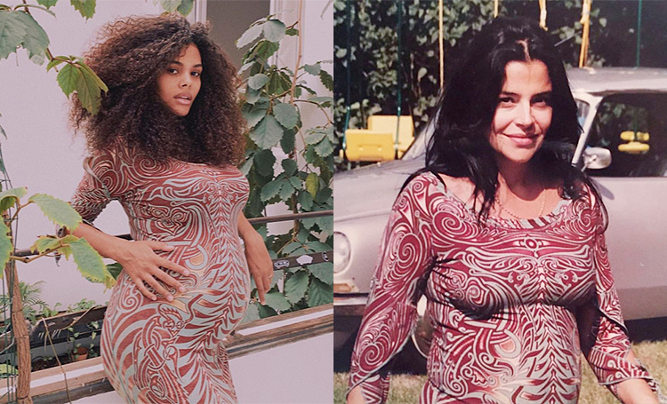 Связь времен: Тина Кунаки повторила фотосессию своей мамы, примерив ее платье Jean Paul Gaultier