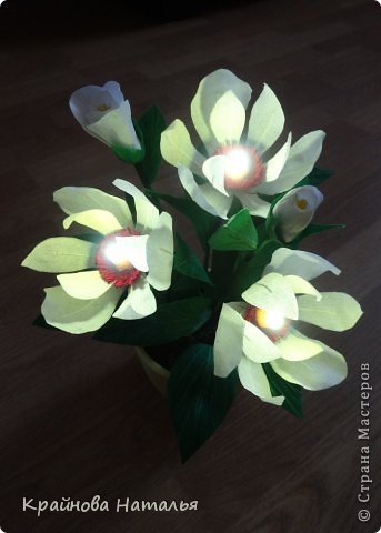 Мастер-класс Поделки электрические Флористика искусственная День рождения Бумагопластика Моделирование конструирование МК МАГНОЛИИ в технике кристальных цветов Бумага гофрированная фото 31