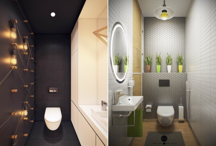 Светлая и темная гамма в дизайне туалета. / Фото: dizajny.guru.