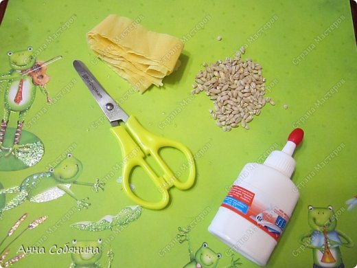 Мастер-класс Поделка изделие Моделирование конструирование Колосок из гофрированной бумаги Бумага гофрированная Крупа фото 5