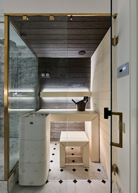 Квартира с прозрачной кухней и мраморными каминами идеи для дома,интерьер и дизайн