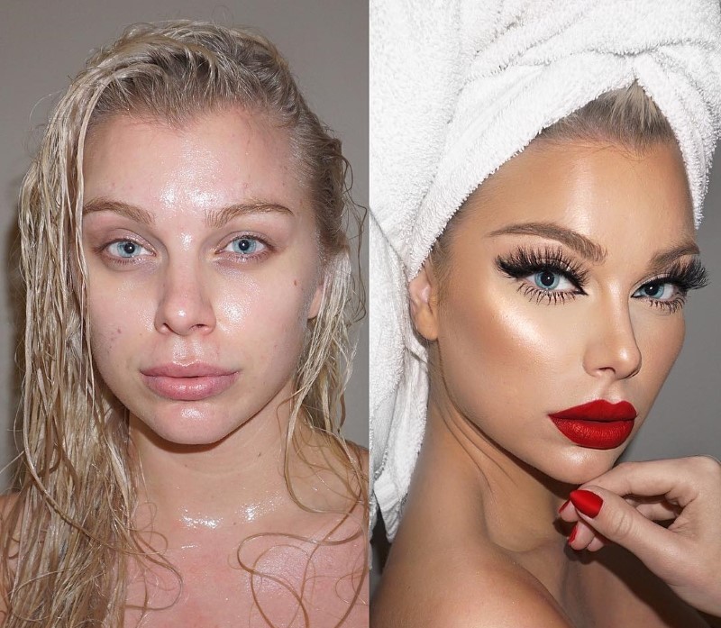 Если вы считаете нанесение макияжа бесполезным делом, посмотрите эти фотографии девушки,факты