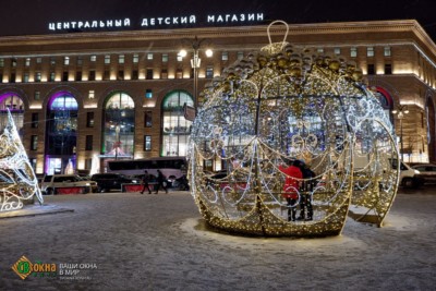 Новогодняя иллюминация на Лубянской площади