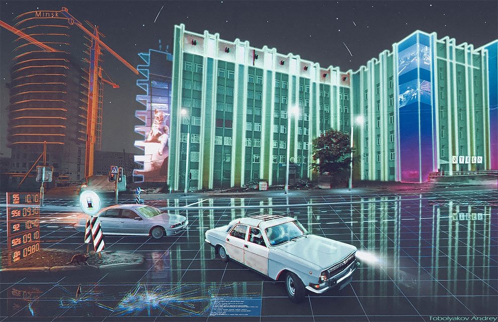 Российский художник с помощью "Фотошопа" превращает серые российские города в мир будущего искусство