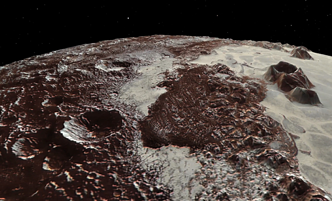 Горы на Плутоне при взгляде с орбиты планеты: видео с космического зонда