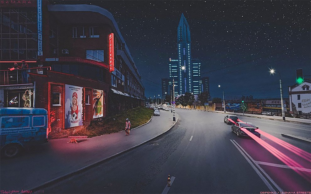 Российский художник с помощью "Фотошопа" превращает серые российские города в мир будущего искусство