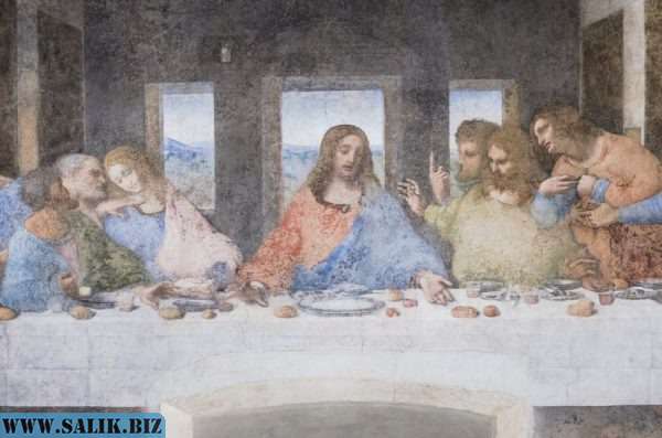Крупный план фрески Леонардо да Винчи «Тайная вечеря». (Image: Thomas Jurkowski via Dreamstime).