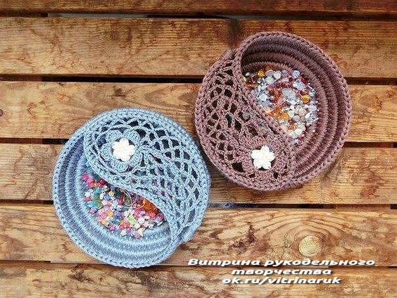 Корзинка из веревки с обвязкой крючком корзина из веревки,рукоделие,своими руками