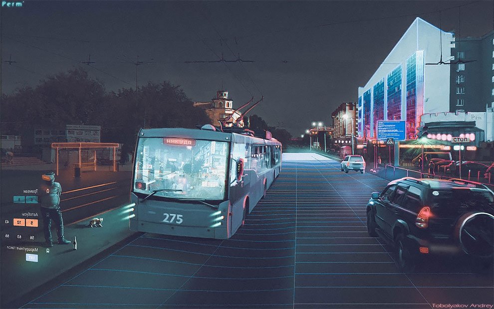 Российский художник с помощью "Фотошопа" превращает серые российские города в мир будущего искусство