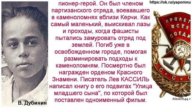 Володя дубинин подвиг презентация