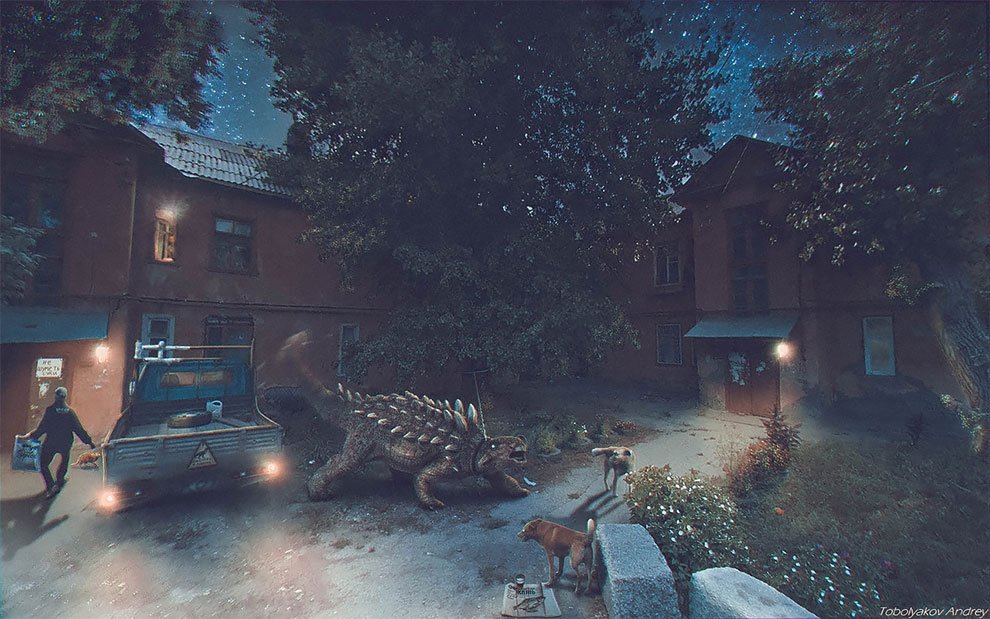 Российский художник с помощью "Фотошопа" превращает серые российские города в мир будущего искусство