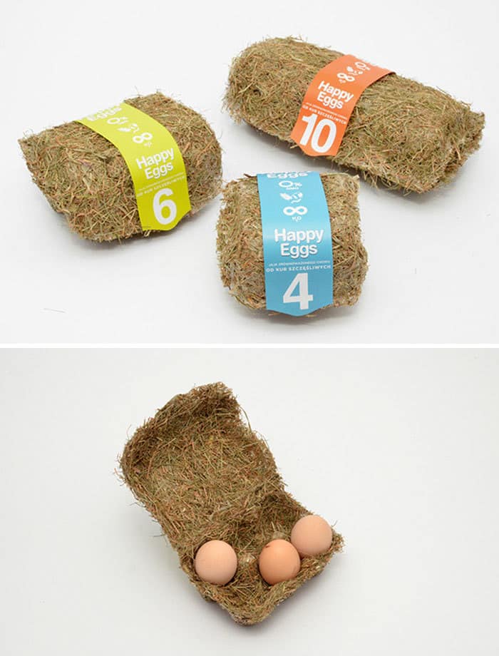 Sustainable Egg Boxes Made Of Hay That Is Heat-pressed Into Carton Shapes