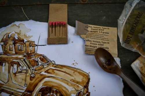 Мастер свои воспоминания рисует растворимым кофе кофе,мастер на все руки,мужское хобби,рисунок,рукоделие,своими руками,творчество