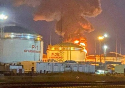 Резервуар с нефтепродуктами загорелся в Тамани — губернатор Кондратьев