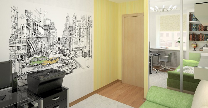 Фотообои могут стать отличным акцентом. / Фото: svoimy-rukami.ru