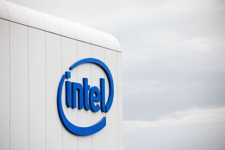 U.S. chipmaker Intel Corp's logo is seen on their "smart building" in Petah Tikva, near Tel Aviv, Israel December 15, 2019. Picture taken December 15, 2019. REUTERS/Amir Cohen