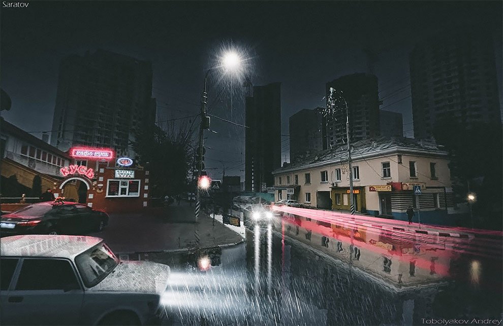 Российский художник с помощью "Фотошопа" превращает серые российские города в мир будущего искусство