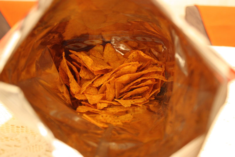 The inside of a Doritos bag.