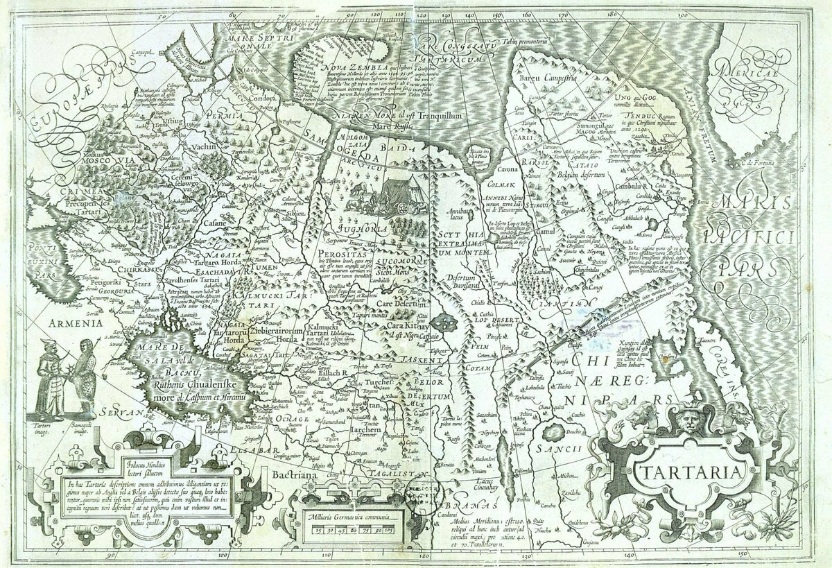 Карта Тартарии 17 века (ниже ее увеличенный фрагмент)